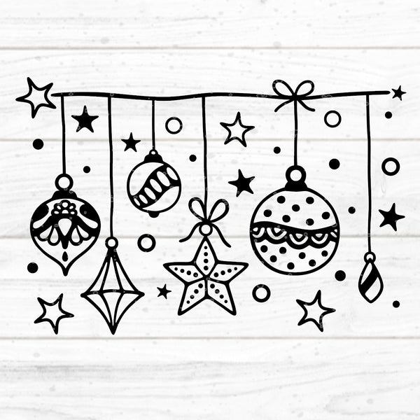 Plotterdatei "Baumkugeln 2" byseehasdesign - für weihnachtliche Dekorationen mit Folien auf Fenstern, Tischsets, Taschen und andere Oberflächen. Die Datei kann endlos an einander gereiht verarbeitet werden. Alle Elemente können in der variablen SVG Datei auch einzeln verarbeitet werden. Die Plotterdatei ist für ein und mehrfarbige Folien-Arbeiten geeignet - Plottdatei - Plotter - Plotten - Plott - Merry Christmas/Weihnachten - Glückpunkt