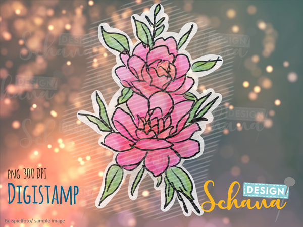 DigiStamp - "2 Flowers" - Schana Design