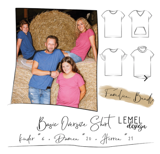Kombi-eBook - "Basic Oversize Shirt Kinder, Damen und Herren - #6 + #20 + #21" - Shirt - Lemel Design