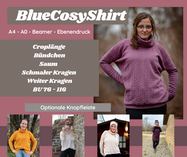 eBook - "BlueCosyShirt" - Legeres Shirt mit Kuschelkragen - Fadenblau