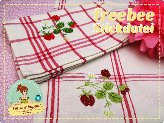 Stickdatei - "Erdbeere mit Blüte" - I'm sew happy