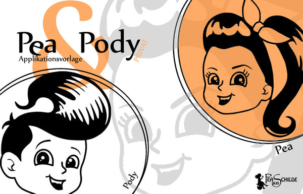 Applikationsvorlage - "Pea & Pody" - Pea aus Schilde - Glückpunkt.