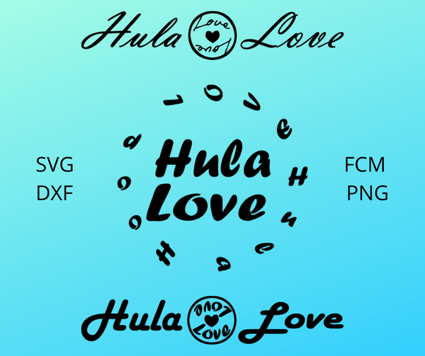 Plotterdatei - "Love Hula Hoop" - Fadenblau