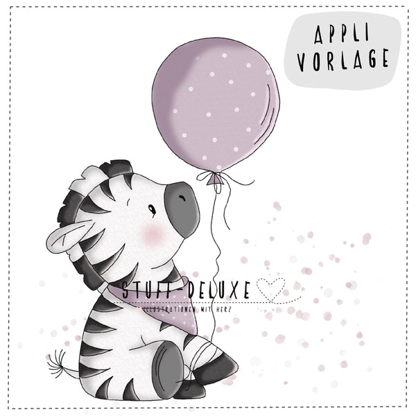 Applikationsvorlage - "Zebra Zarah mit Ballon" - Stuff-Deluxe