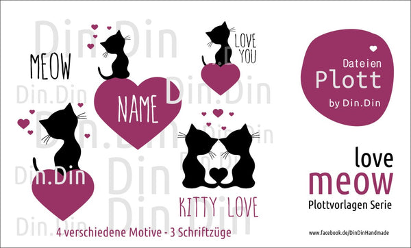 Plotterdatei - "Meow - Love" - Din Din Handmade