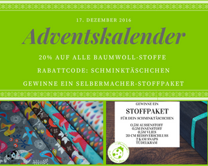 Adventskalender - 17.12.2016 - Stoff - SALE - günstig Stoffe - Swafing - Hilco - Gewinnspiel - Baumwolle - Glückpunkt.