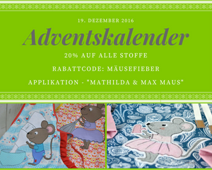 Adventskalender - Freebook - Applikation - Mathilda & Max Maus - Herzenbunt Design - SALE - 20% auf alle Stoffe - Glückpunkt.