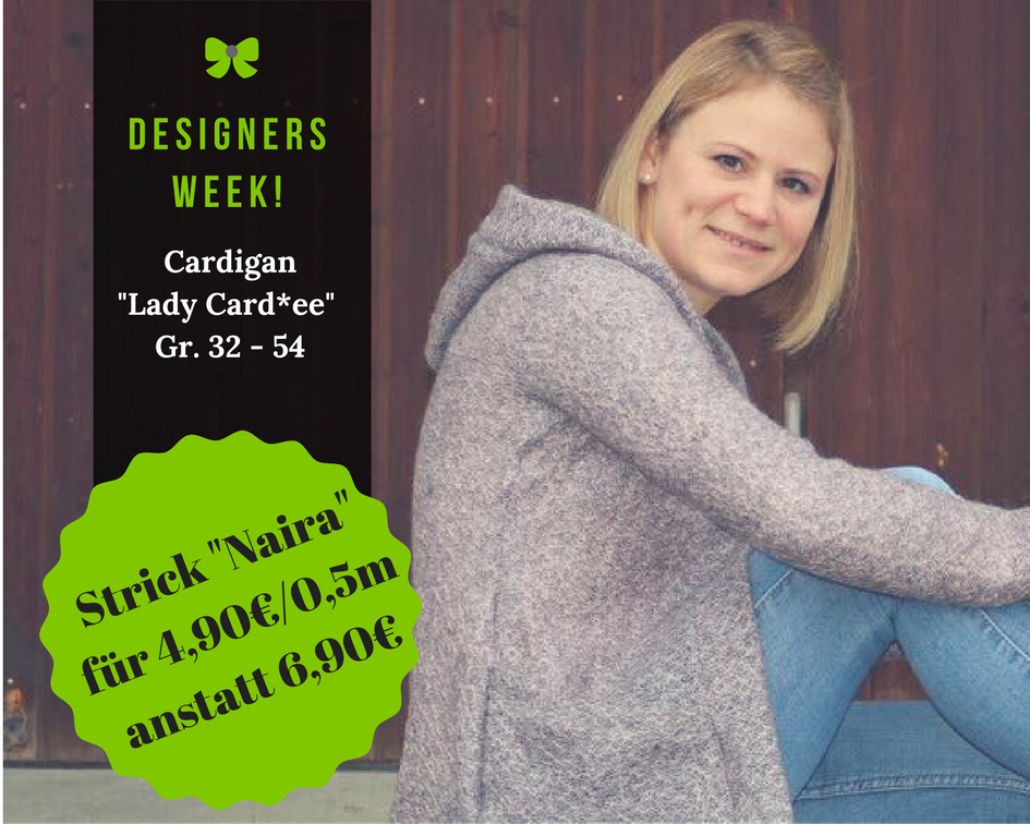 Designersweek - Nipnaps - eBooks - Nähen - Card*ee - Cardigan - Strickjacke - Damen - Feinstrick - Naira - Glitzer - Glückpunkt.