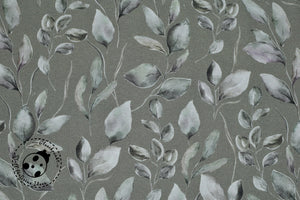 leichter Canvas/Baumwolle - "Grey Leaves" - Blätter