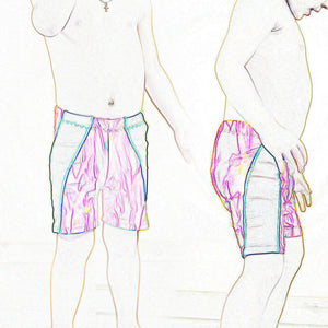 Bobo‘s Wellenspiel ist eine vielseitigen Badekombination für wasserverrückte Jungs, die natürlich auch für Mädchen am Strand und im Bad wunderbar funktioniert.  Mit diesem vielseitigen Schnittmuster bekommst du die Möglichkeit, aus elastischen und nicht elastischen Badestoffen eine Hose und aus dehnbaren Stoffen auch ein passendes UV-Shirt zu nähen.  Nähen - Kinder - (Bade)Hose/Shirt - Glückpunkt
