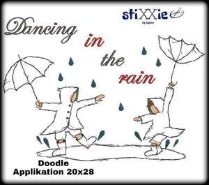 Stickdatei - "Regen DoodleApplikation 20×28" - Stixxie