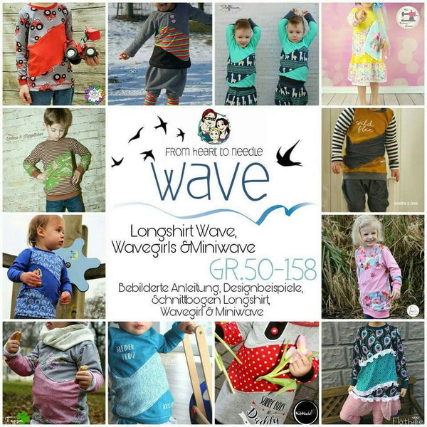 eBook - Wave & Wave Girls - Wavegirls - Longshirt - Shirt - Kleid - Nähen - Kinder - Baby - Schnittmuster - From Heart to Needle - Glückpunkt.