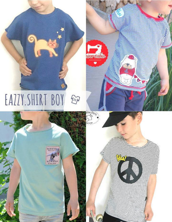 eBook - "# 52 Eazzy Shirt Boy" - Shirt - Nähen - Kinder Jungen - Sara & Julez - Ratz-Fatz-Shirt - schnell genäht - Glückpunkt.