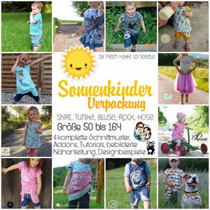 Kombi-eBook - "Sonnenkinder" - Shirt, Tunika, Bluse, Rock, Hose - From Heart to Needle - Nähen - Kinder - Mädchen & Jungen - Glückpunkt.