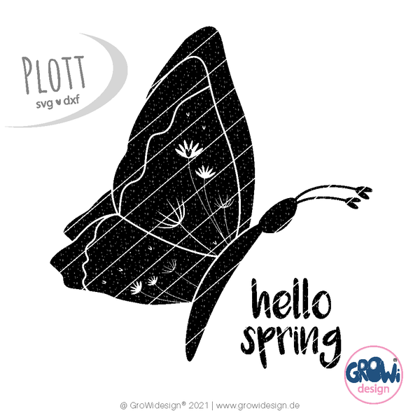 Plotterdatei - "Hello Spring Schmetterling" - GroWidesign