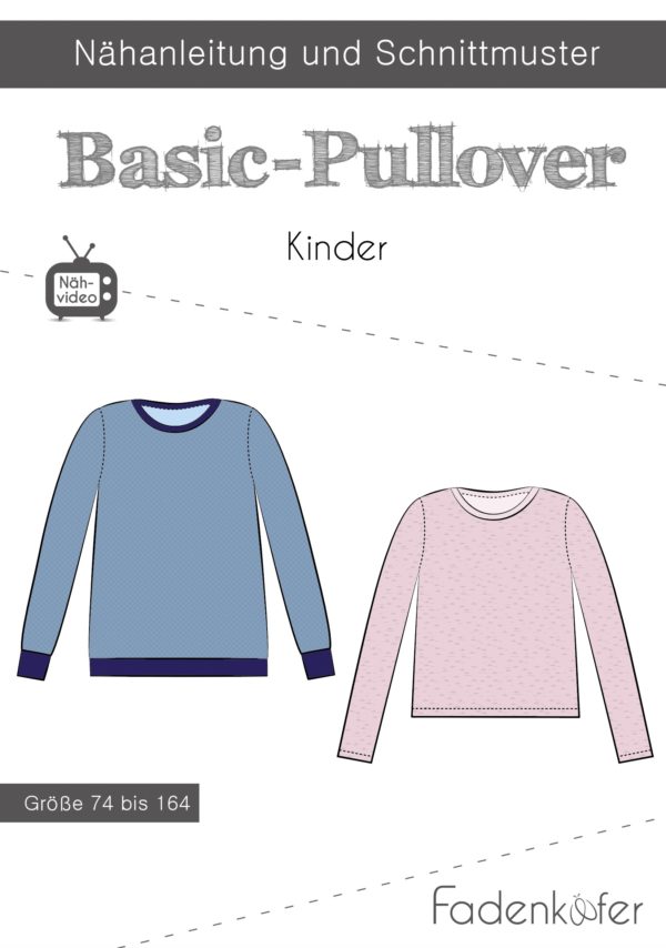 Papierschnittmuster - "Basic-Pullover Kinder" - Fadenkäfer