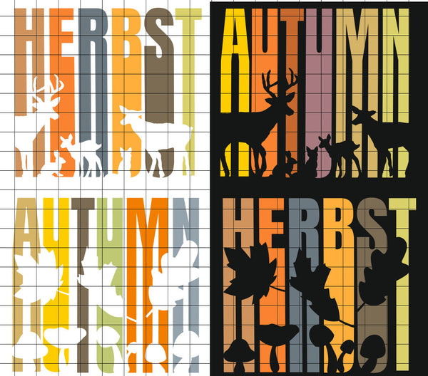 Plotterdatei - "Herbst Autumn 4 Variationen" - Daddy2Design