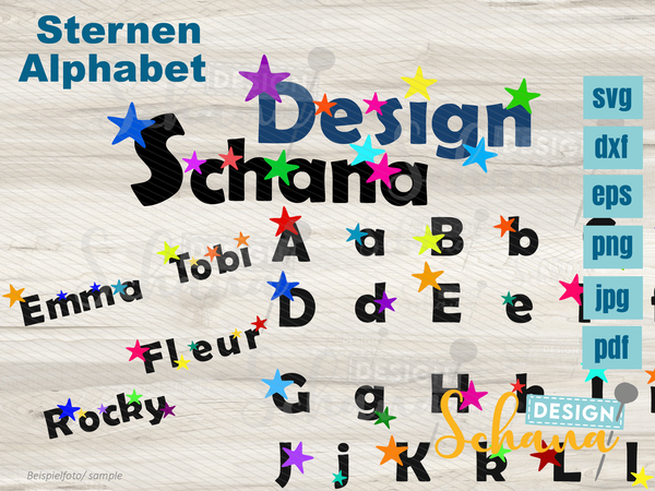 Plotterdatei - "Sternen Alphabet" - Schana Design