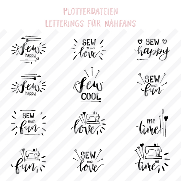 Plotterdatei - "Letterings für Nähfans" - I'm sew happy