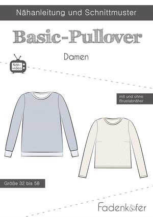 Papierschnittmuster - "Basic-Pullover Damen" - Fadenkäfer