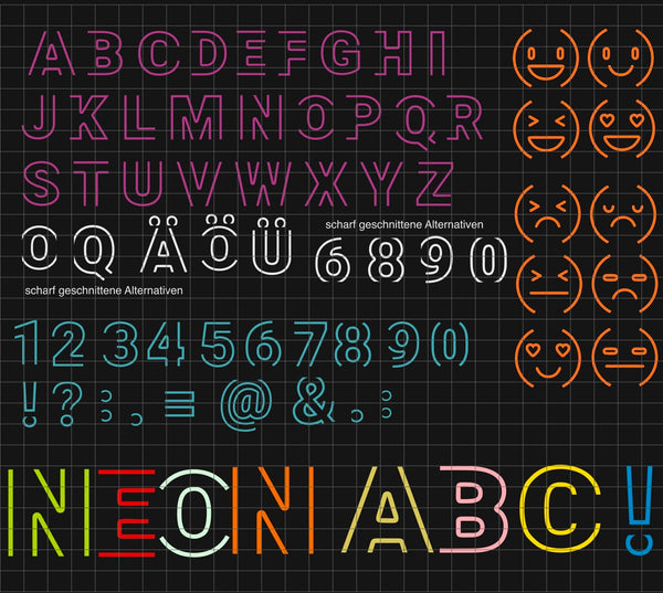 Plotterdatei - "Neon ABC inkl.smileys" -  Daddy2Design
