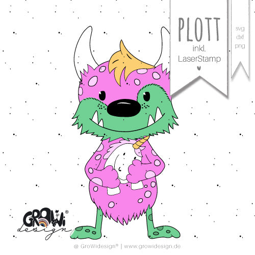 Plotterdatei - "Totti Monster Einhorn" - GroWidesign