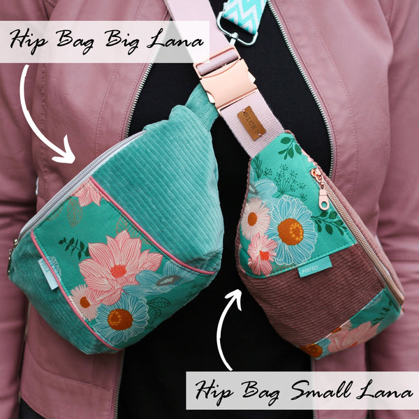 Fall in Love with the Hip Bag Lana. Two zipper pocket options help you to be more organized in your Lana. Either choose a small zippered pocket on the inside or a large zippered pocket on the back of the Lana. In the Exterior Zipper Pocket, you can store a mobile phone with a maximum size of 15 cm (5 “) x 7 cm (2), which you can access quickly from above. Nähen Damen Taschen & Täschchen - Glückpunkt.