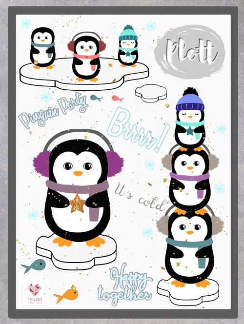 Plotterdatei - "Wintertier Pinguin Pingo" - Freu.Zeit