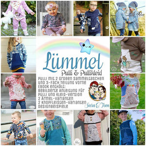 Kombi-eBook - "Lümmel" - From Heart to Needle - Pulli, Hoodie, Hoodiekleid, Pullikleid, Kleid - Nähen für Kinder - Mächen oder Junge - Glückpunkt.