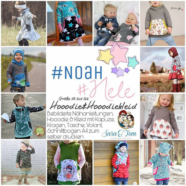 Kombi-eBook - "Noah & Nele" - From Heart to Needle - Pulli, Hoodie, Hoodiekleid, Pullikleid, Kleid - Nähen für Kinder - Mächen oder Junge - Glückpunkt.