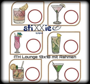 Stickdatei - "ITH Gläserlounge Cocktails und Solos 13x18" - Stixxie