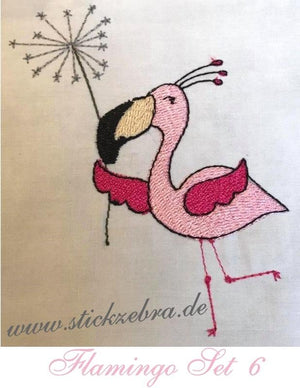 Stickdatei - "Rosa Strolche" - Flamingo Set - Stickzebra