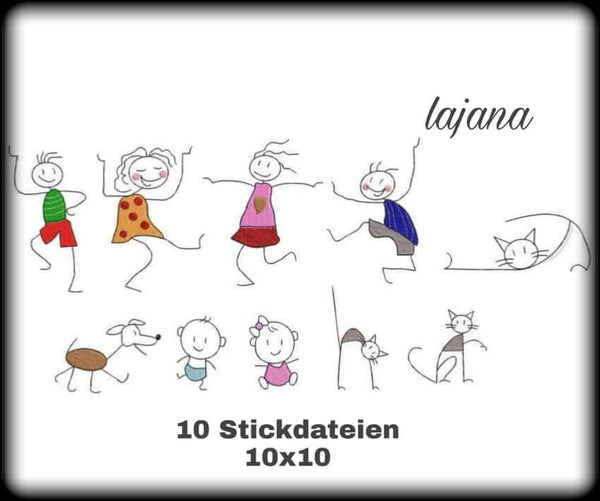Stickdatei - "Strichmännchen Set 10x10" - Stixxie