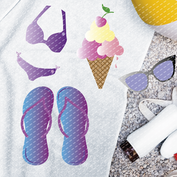 Plotterdatei - "Eis, Badeschuhe, Bikini, Sonnenbrille - Ferienzeit" - CoelnerLiebe
