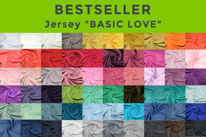 Bei diesem Angebot handelt es sich um einen hochwertigen Baumwoll-Jersey "Basic Love" mit einer intensiven Farbgebung. Kuschelige, formstabile Jersey-Qualität, angenehm im Griff, durch den Elastananteil dehnbar.