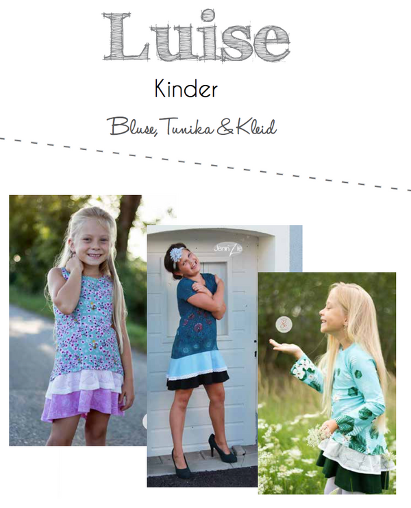 eBook "Luise Kinder" von Fadenkäfer - eBook für eine Bluse/Shirt/Tunika/Kleid - Nähen für Damen - Volants - Drehkleid - Glückpunkt.