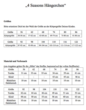 eBook - "4-Seasons Hängerchen" - Top/Shirt/Tunika/Kleid - Nähen für Mädchen - Ganzjahreskleid - Schneiderline - Glückpunkt