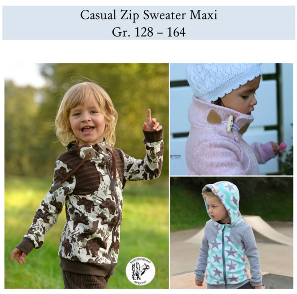 eBook - "Casual Zipp Sweater Maxi" - Sweatjacke -  Schneiderline - Glückpunkt