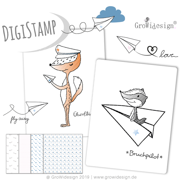 DigiStamp - "Papierflieger Megapack" - GroWidesign - Glückpunkt.