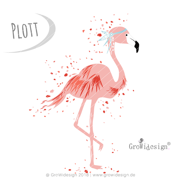 Plotterdatei - "Splash Flamingo" - GroWidesign - Glückpunkt.
