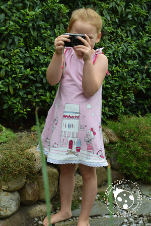 Jersey "Foto Girl", Perlen "Little Color" eBook - "Freches Früchtchen" von Bina Bambina - Shirt/Top/Kleid mit Schleifen - Nähen für Kinder - Mädchen - Sommer - Knopfleiste - Rüschen - Glückpunkt.
