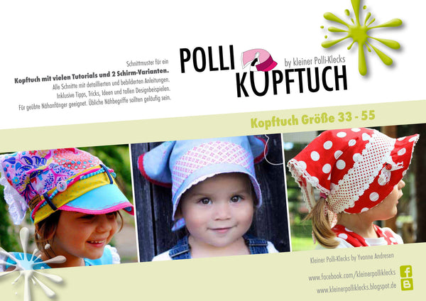 eBook - "Polli-Kopftuch" - Tuch/Mütze - Kinder nähen - Schnittmuster - Tuch mit Schirm -  - Kleiner Polli-Klecks