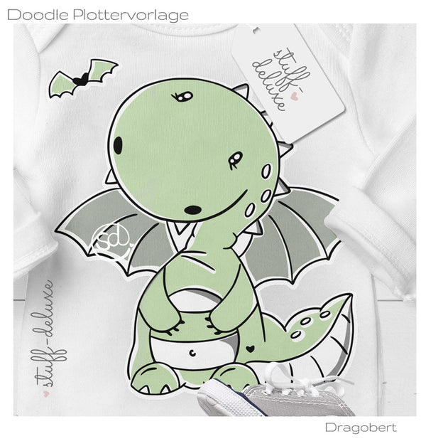 Plotterdatei "Drache Dragobert Doodle" von Stuff-Deluxe - Dateiformat: SVG, DXF und PNG - süße Plottervorlage - Motiv outlines & Motiv bunt Plotten für Kinder - Mädchen/Jungen - Plottdatei - Plotterei - Plotter - Plottmotiv - Stuffdeluxe -Doodleplott Plott Plottervorlage - Frühling/Sommer - Dragon - Dino - Dinosaurier - Glückpunkt.