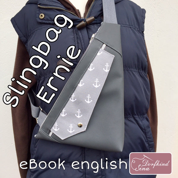 This offer is the english-Version from the eBook "Ernie" from Dorfkind Sina. This eBook contains illustrated step-by-step instructions as well as the pattern. Ernie is a modern combination between a fanny pack and a small bag. This Slingbag can be worn across the shoulder, on the back or chest. This unisex lightweight bag has the capacity to fit a 0.5 literbottle.  Finished Size: 31cm height, 22 cm wide (at the bottom), 5 cm depth (at the widest Point) - Sewing - Bags & pouches - Glückpunkt