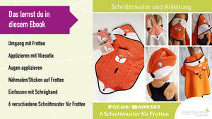 eBook - "Fuchs-Badesset" - Waschhandschuh, Fußmatte/Wickelunterlage, Kapuzenhandtuch - Kleiner Polli-Klecks