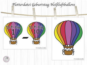 Plotterdatei - "Geburtstag Heißluftballon - Serie 15" - CoelnerLiebe