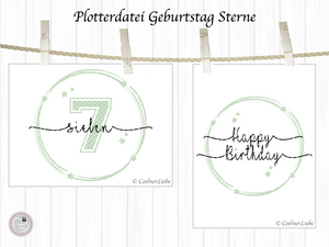 Plotterdatei - "Geburtstag Kreis mit Sternen, Zahl, Schrift - Serie 12" - CoelnerLiebe