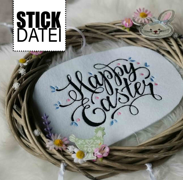Stickdatei - "Happy Easter" - Fadenspiel