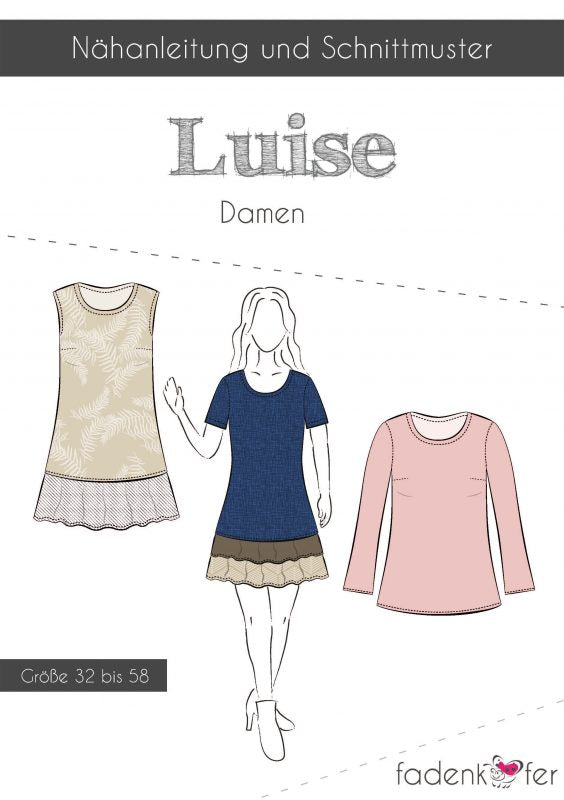 Papierschnittmuster - "Luise Damen" - Bluse/Shirt/Kleid/Tunika - Fadenkäfer - Glückpunkt.