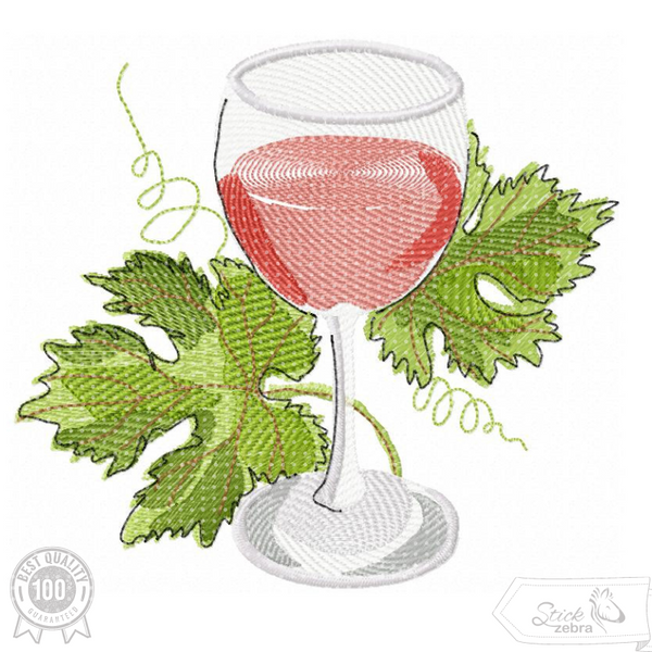 Stickdatei - "Elegantes Weinglas"- Stickzebra